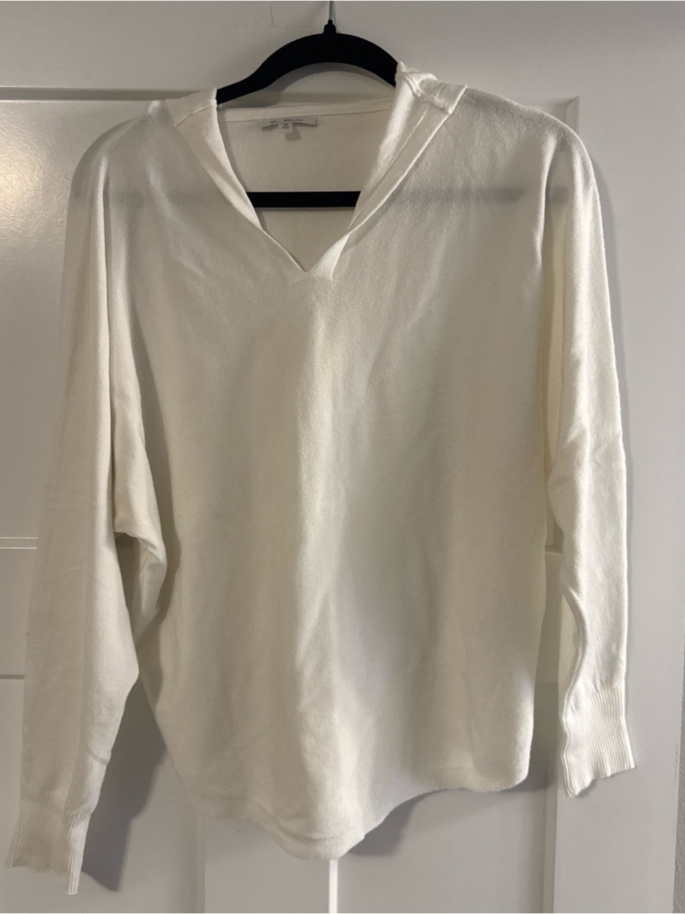 Women’s White V-Neck Hooded Sweater